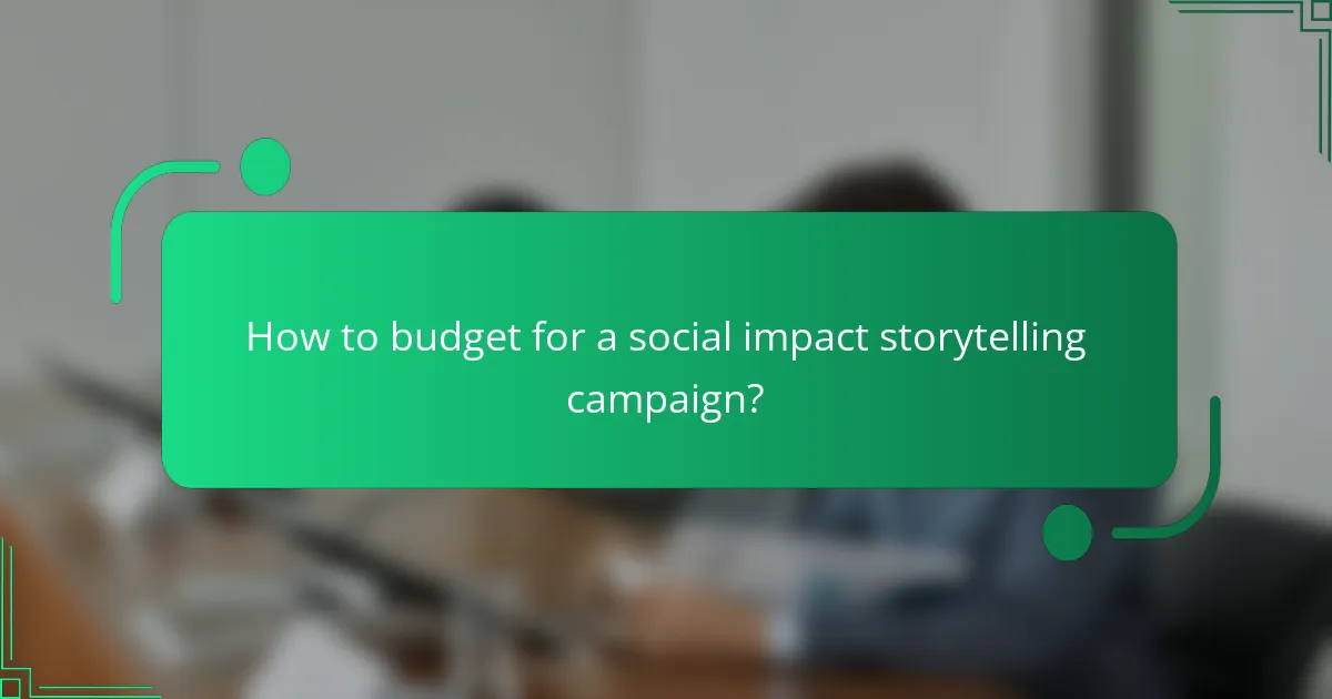 How to budget for a social impact storytelling campaign?