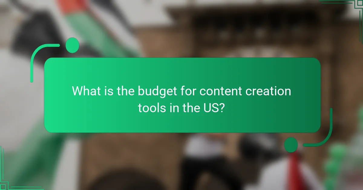 What is the budget for content creation tools in the US?